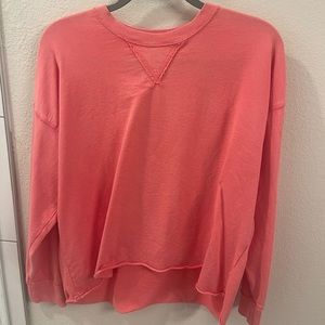Aerie Pink Raw Hem Lightweight Crewneck